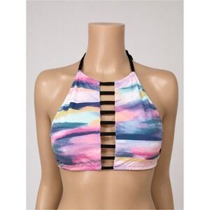 New Victoria's‎ Secret PINK Watercolor High Neck Halter Bikini Top Ladder Cutout